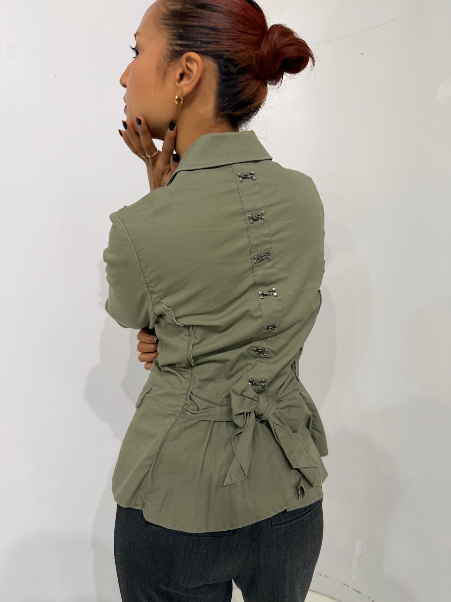 khaki belted jacket