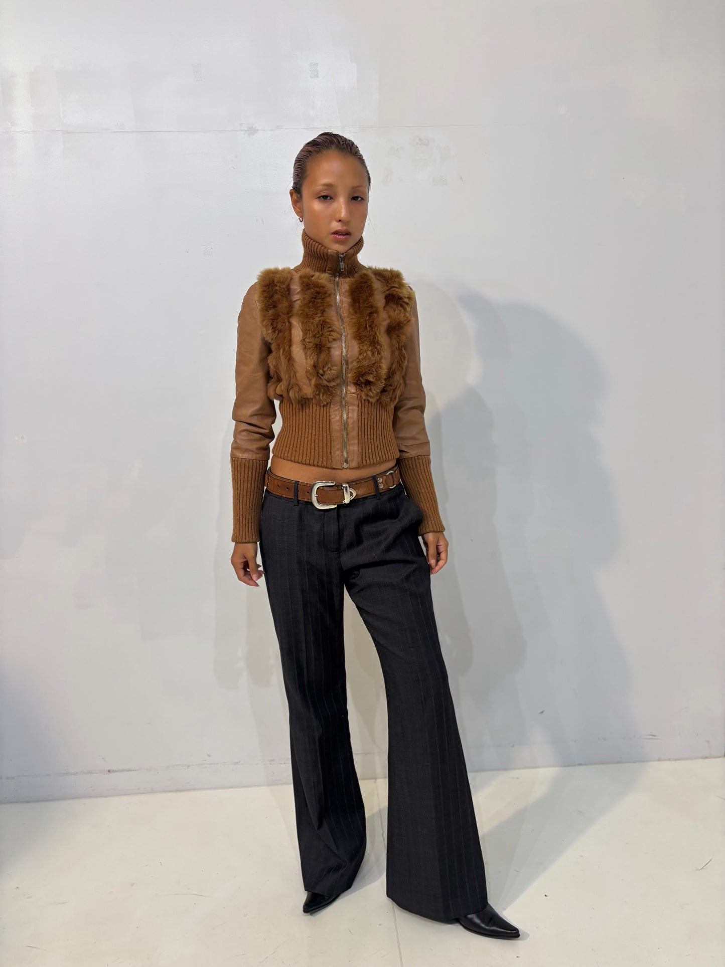 fur trim leather jacket