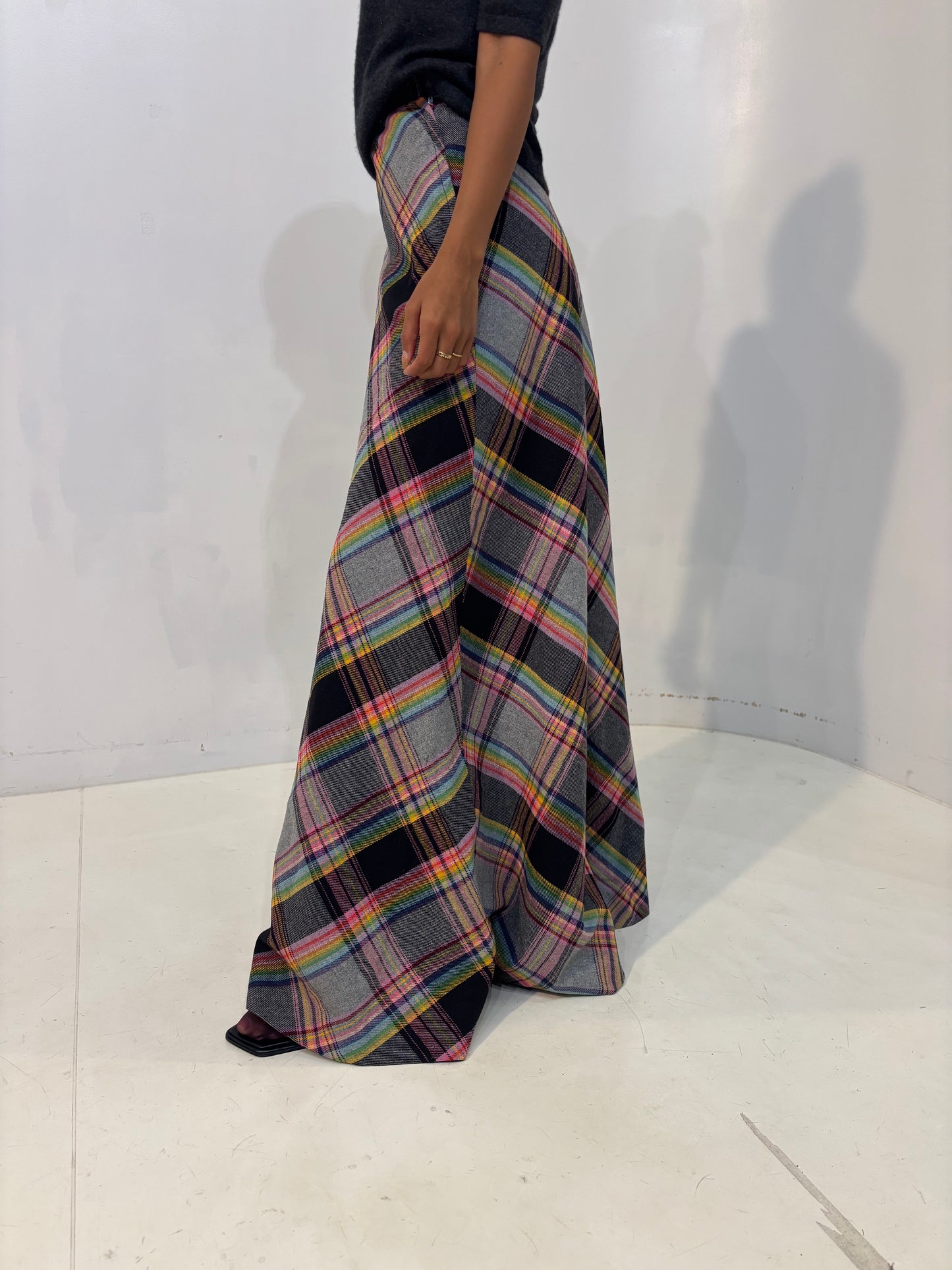 long checked skirt