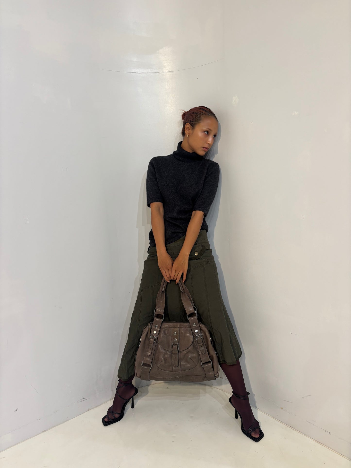 Hugo Boss grunge leather shoulder bag　