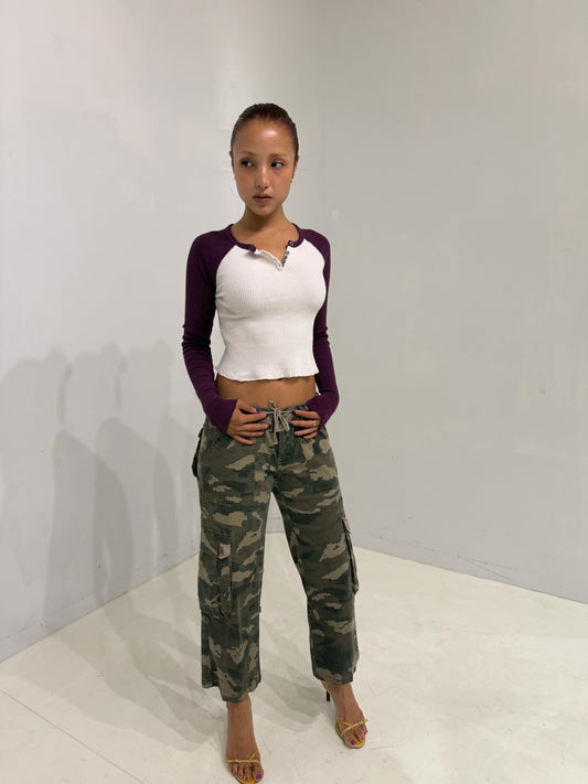 cropped tight long sleeve top