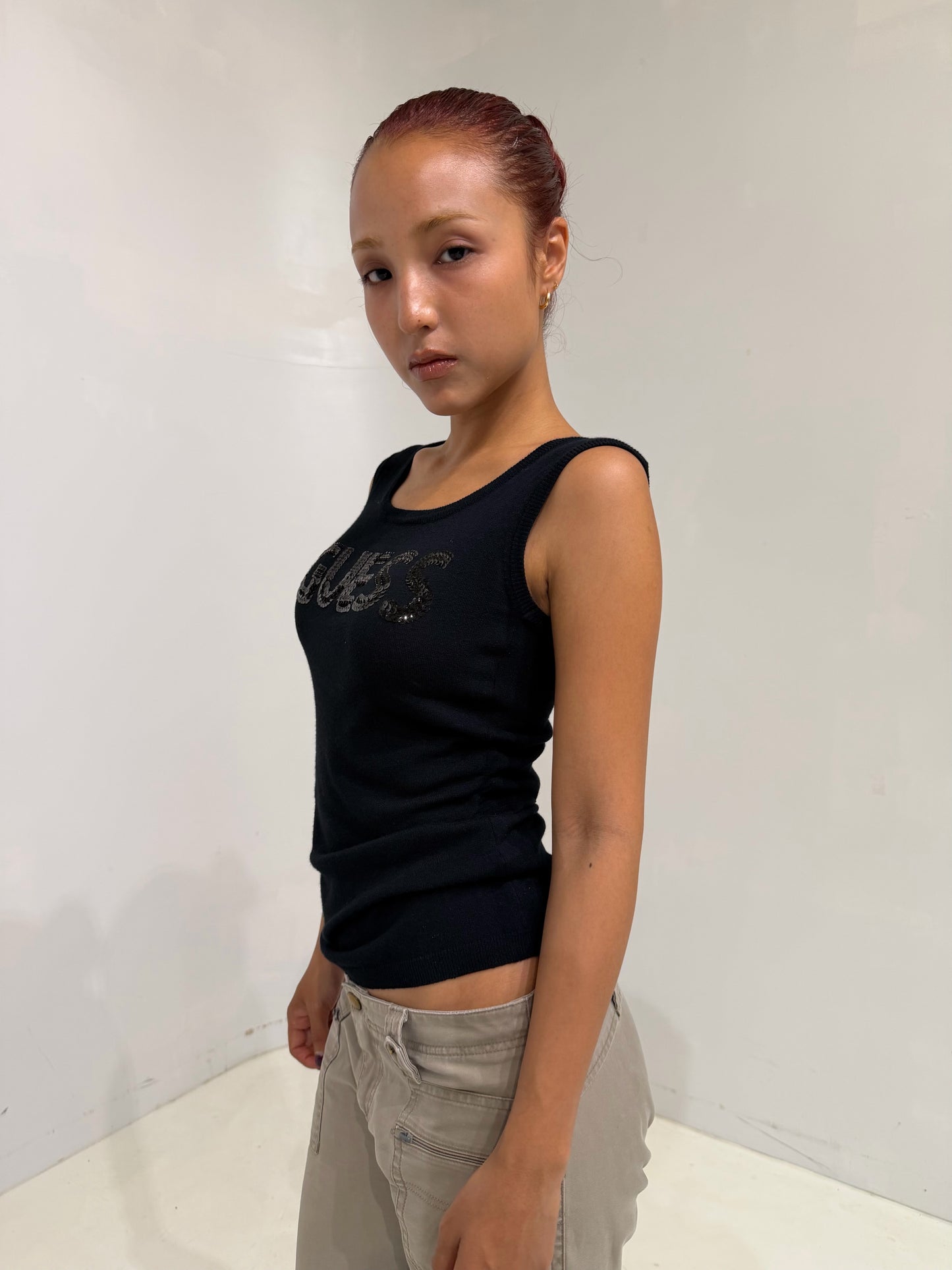 GUESS black knit tank top