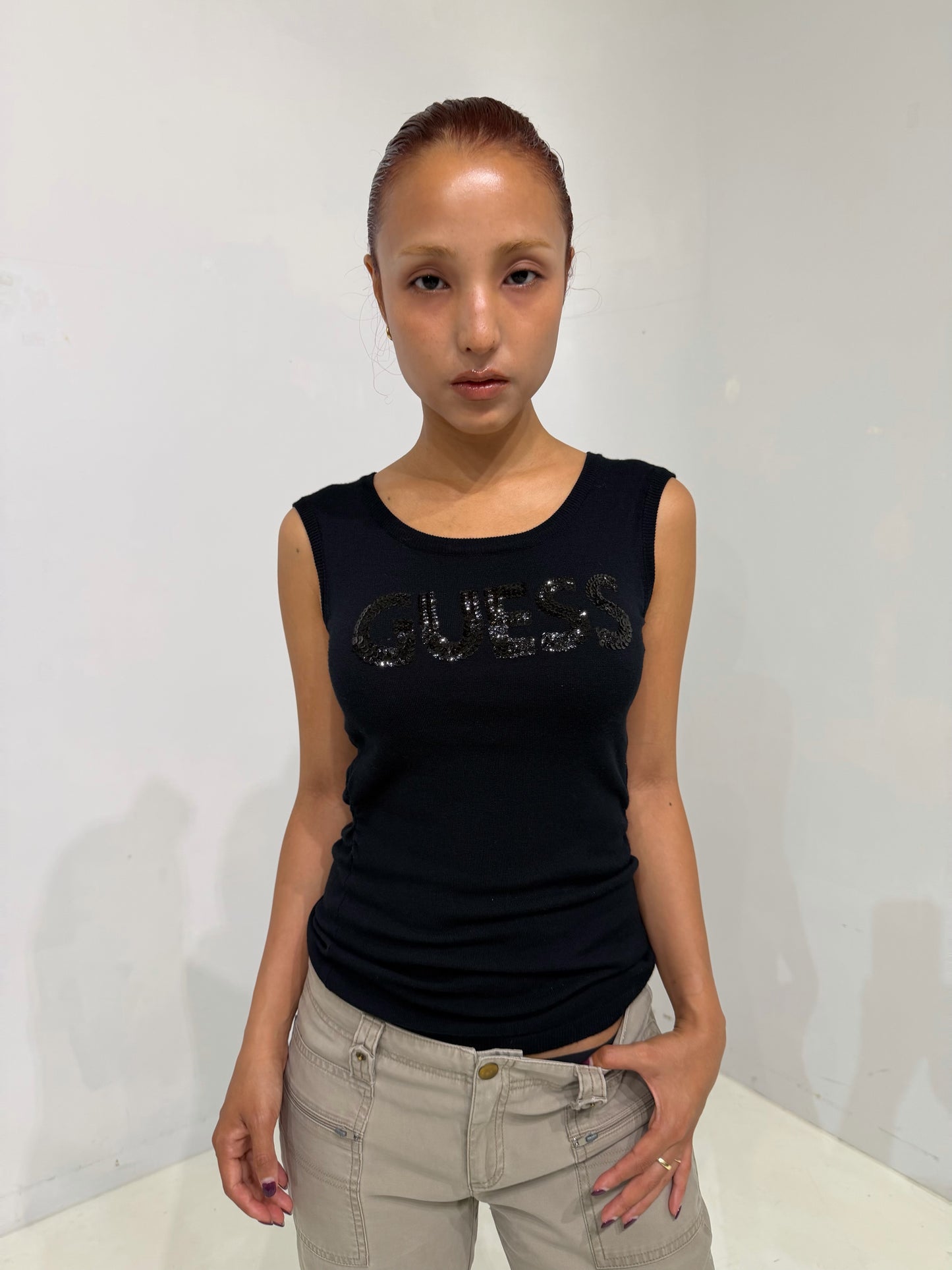 GUESS black knit tank top