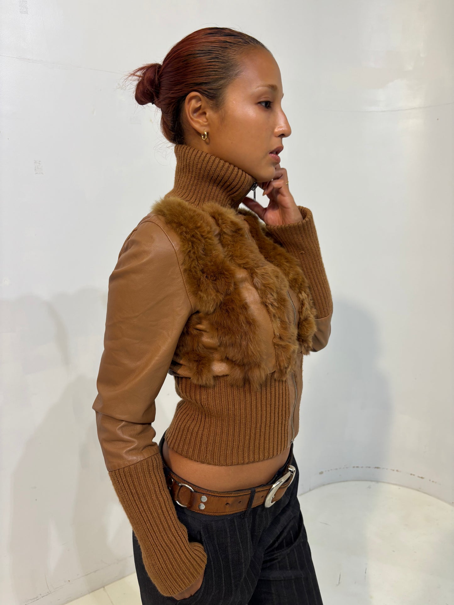 fur trim leather jacket