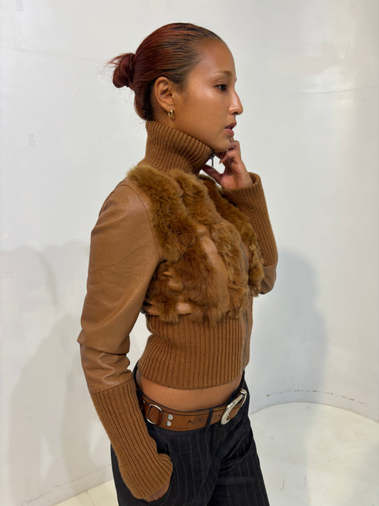 fur trim leather jacket