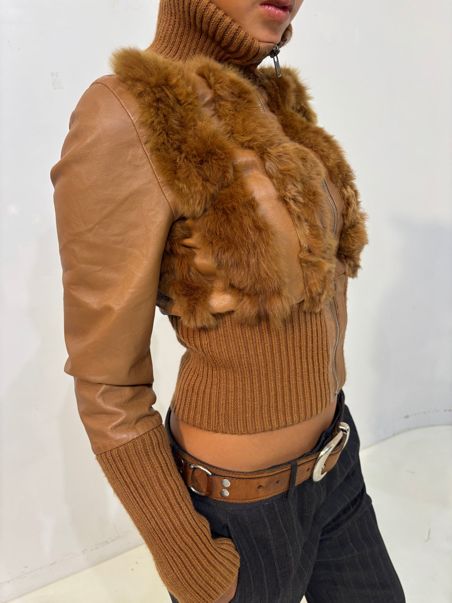 fur trim leather jacket