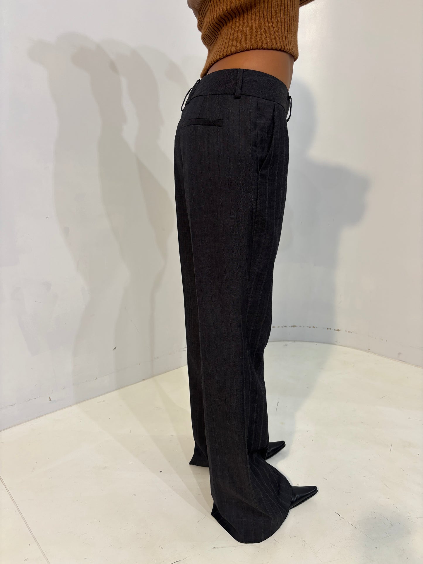 gray striped tailored trousers