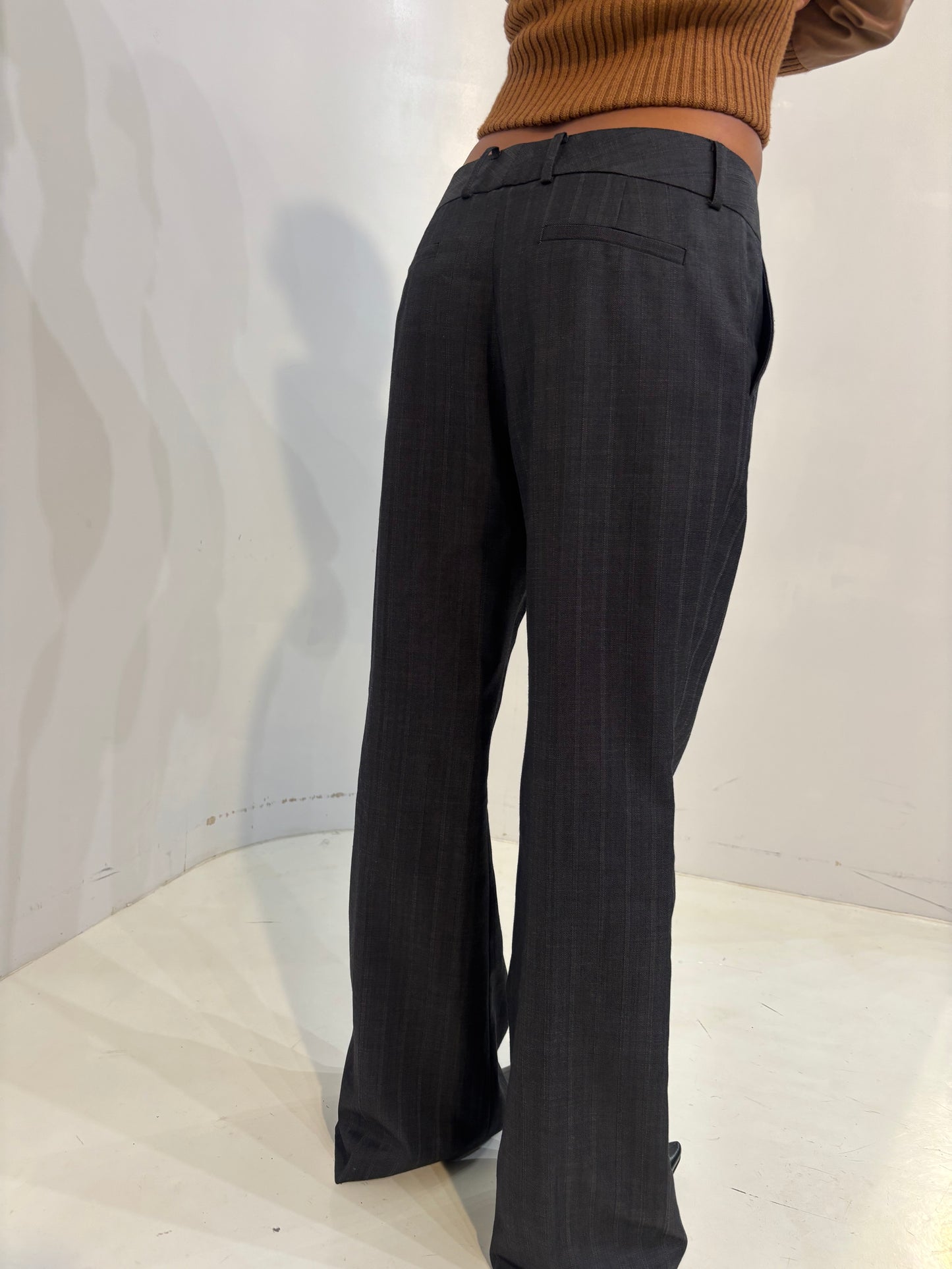gray striped tailored trousers