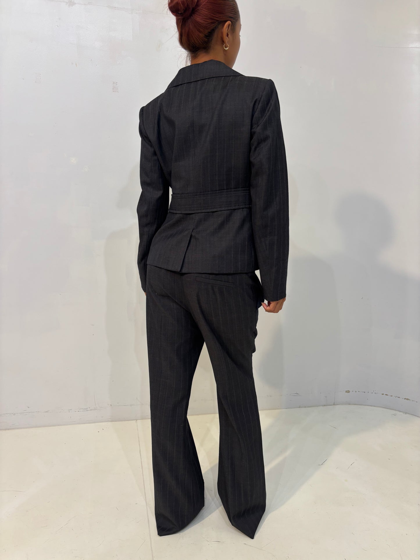 gray striped tailored jacket