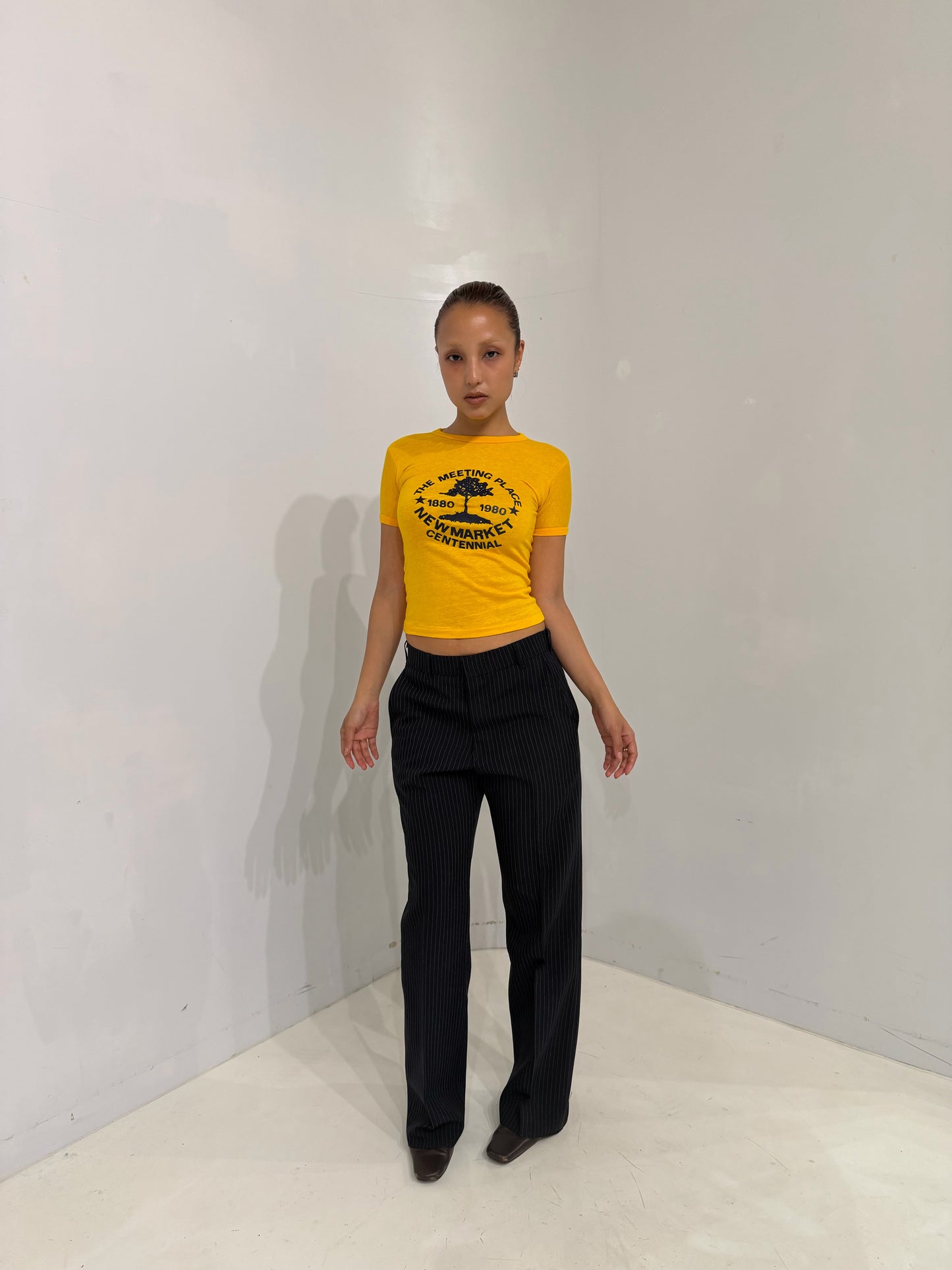 yellow printed mini T-shirt