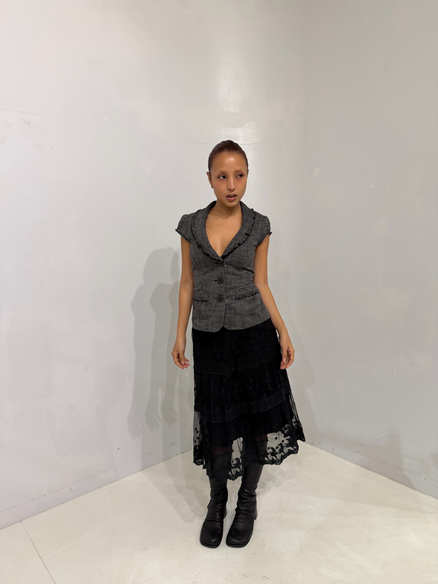 black floral lace skirt
