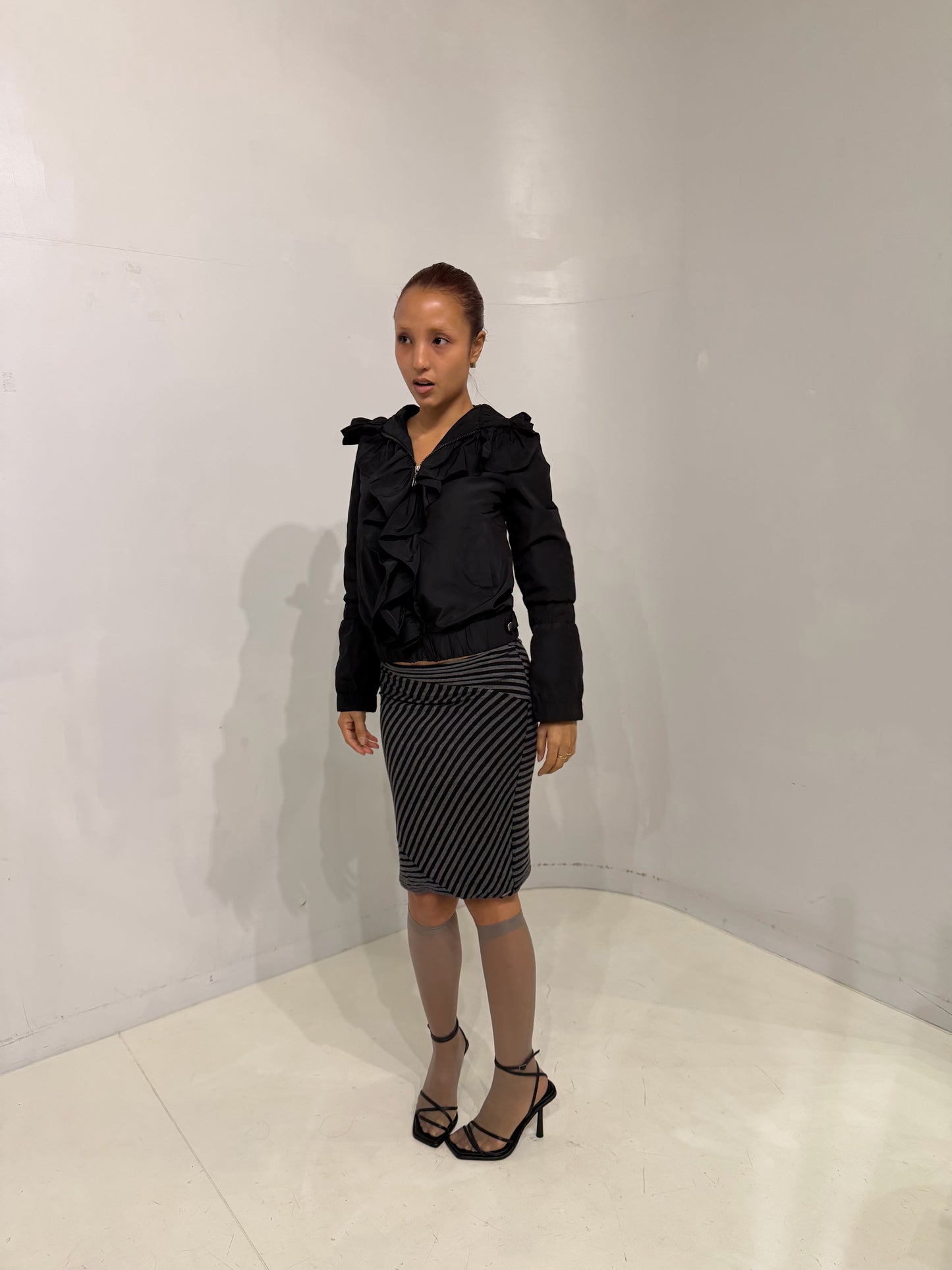DISEL gray striped mini skirt