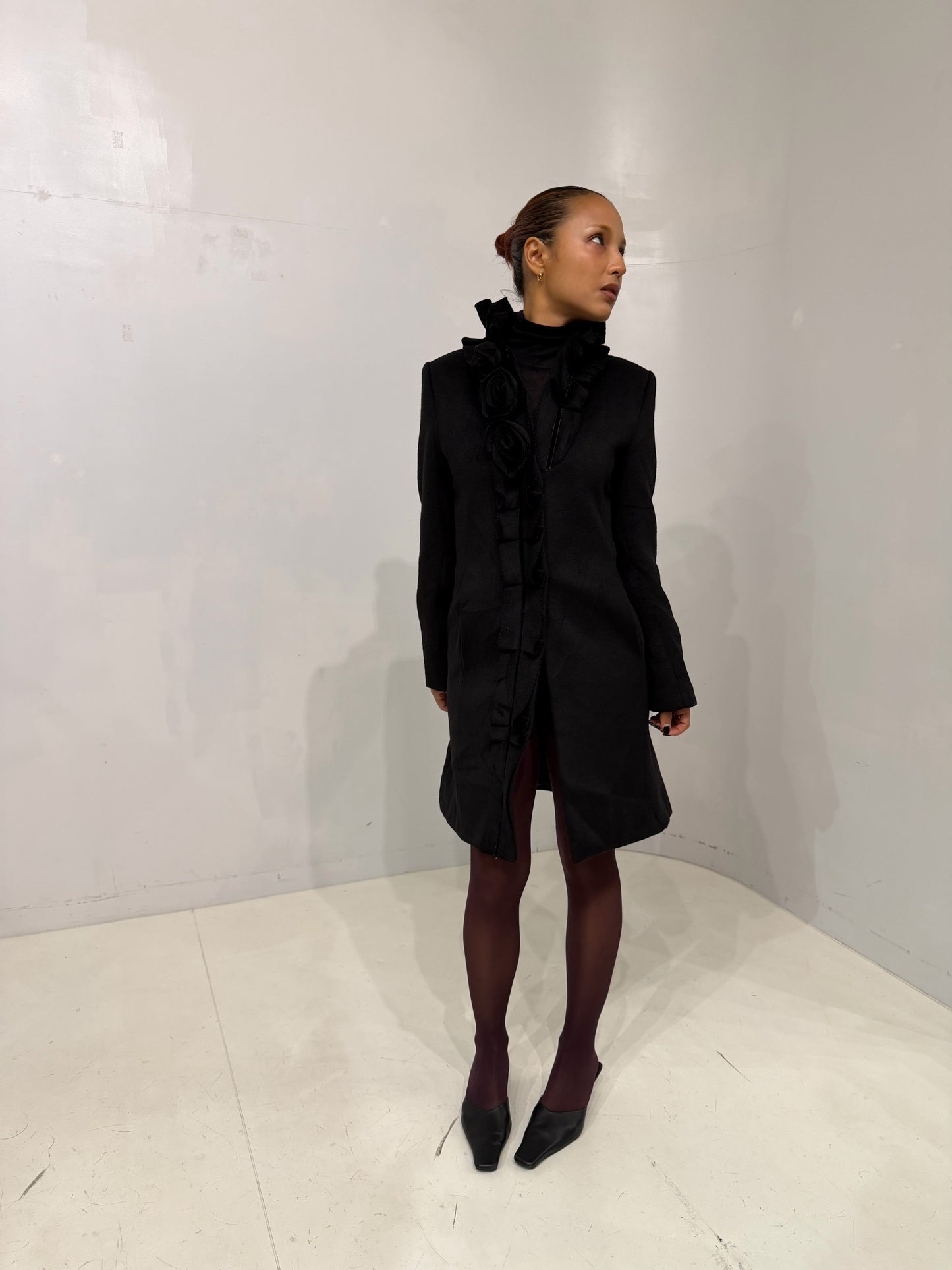black frill coat