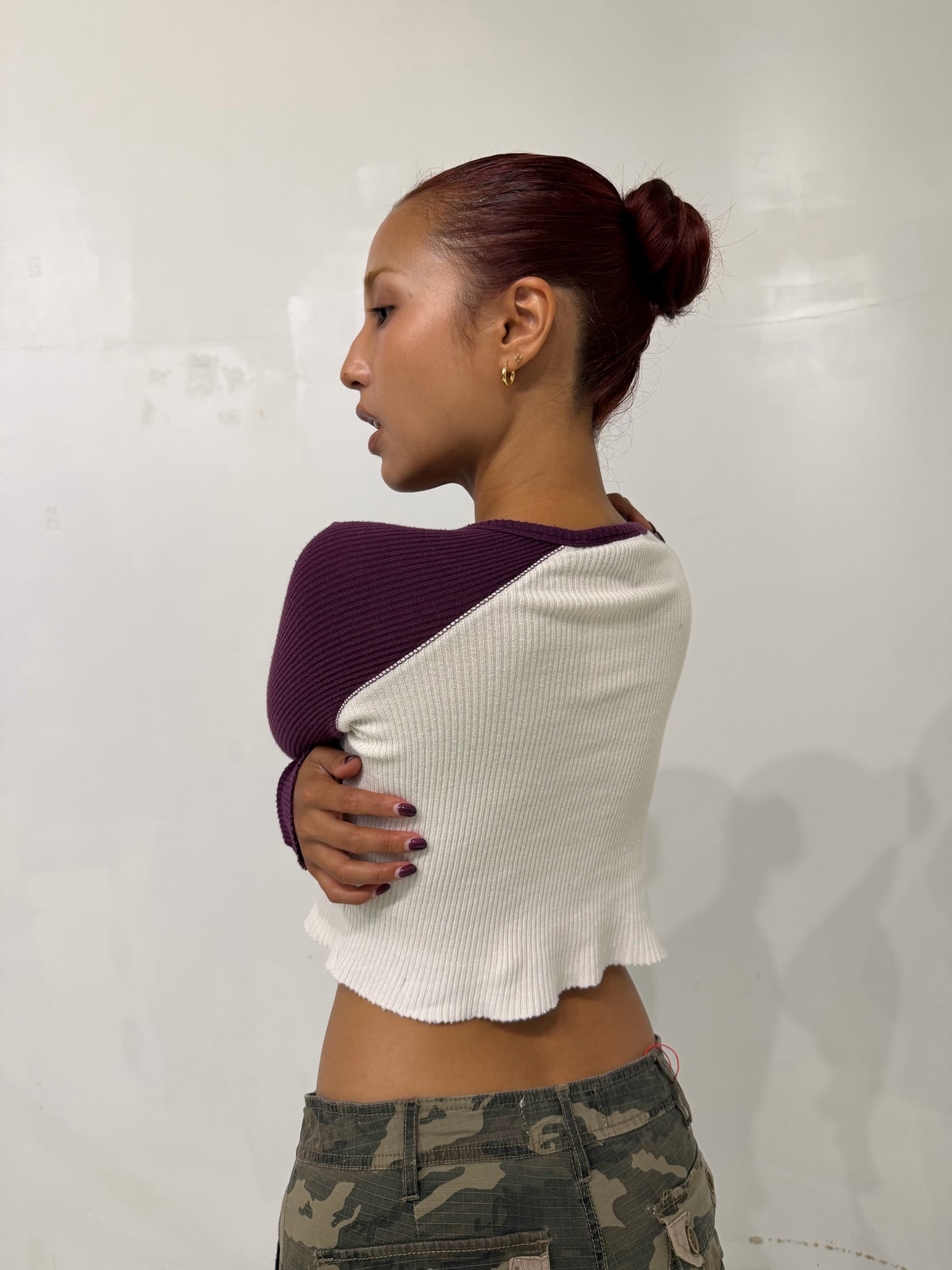 cropped tight long sleeve top
