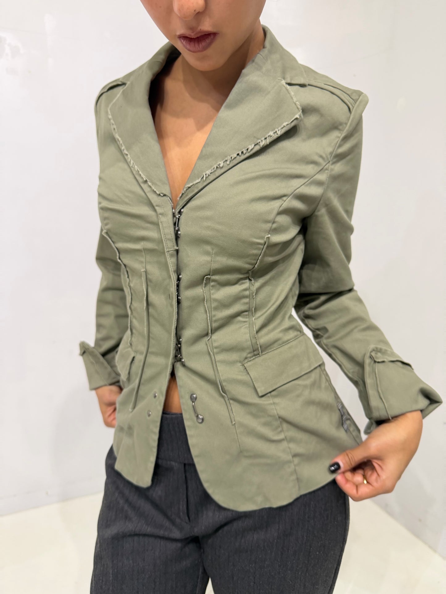 khaki belted jacket