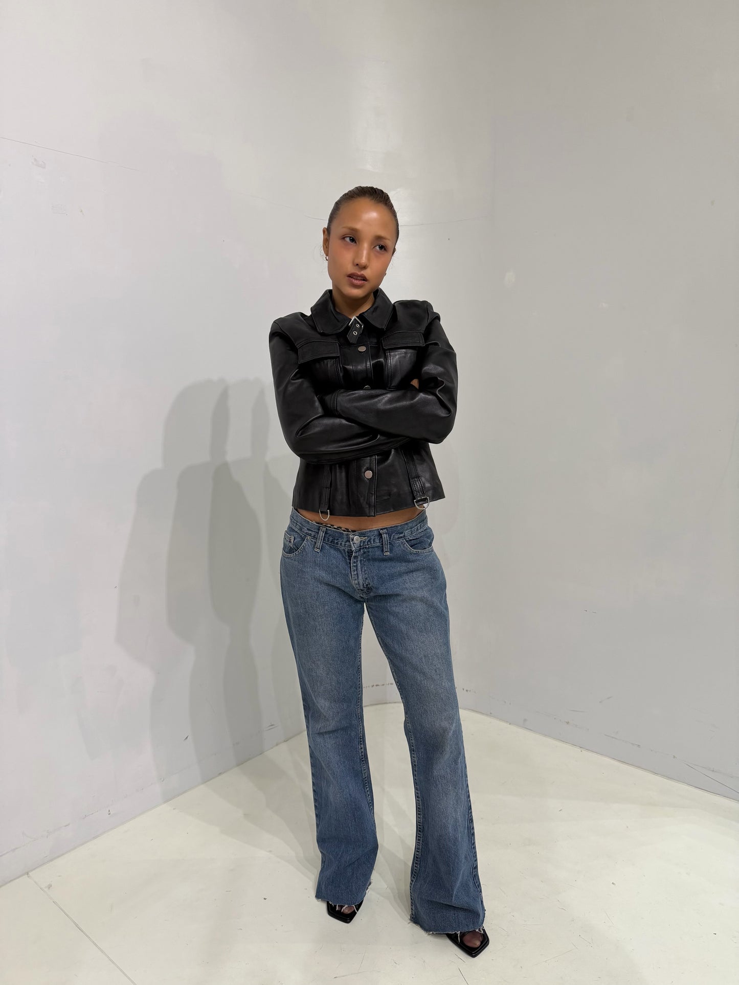 realleather button jacket