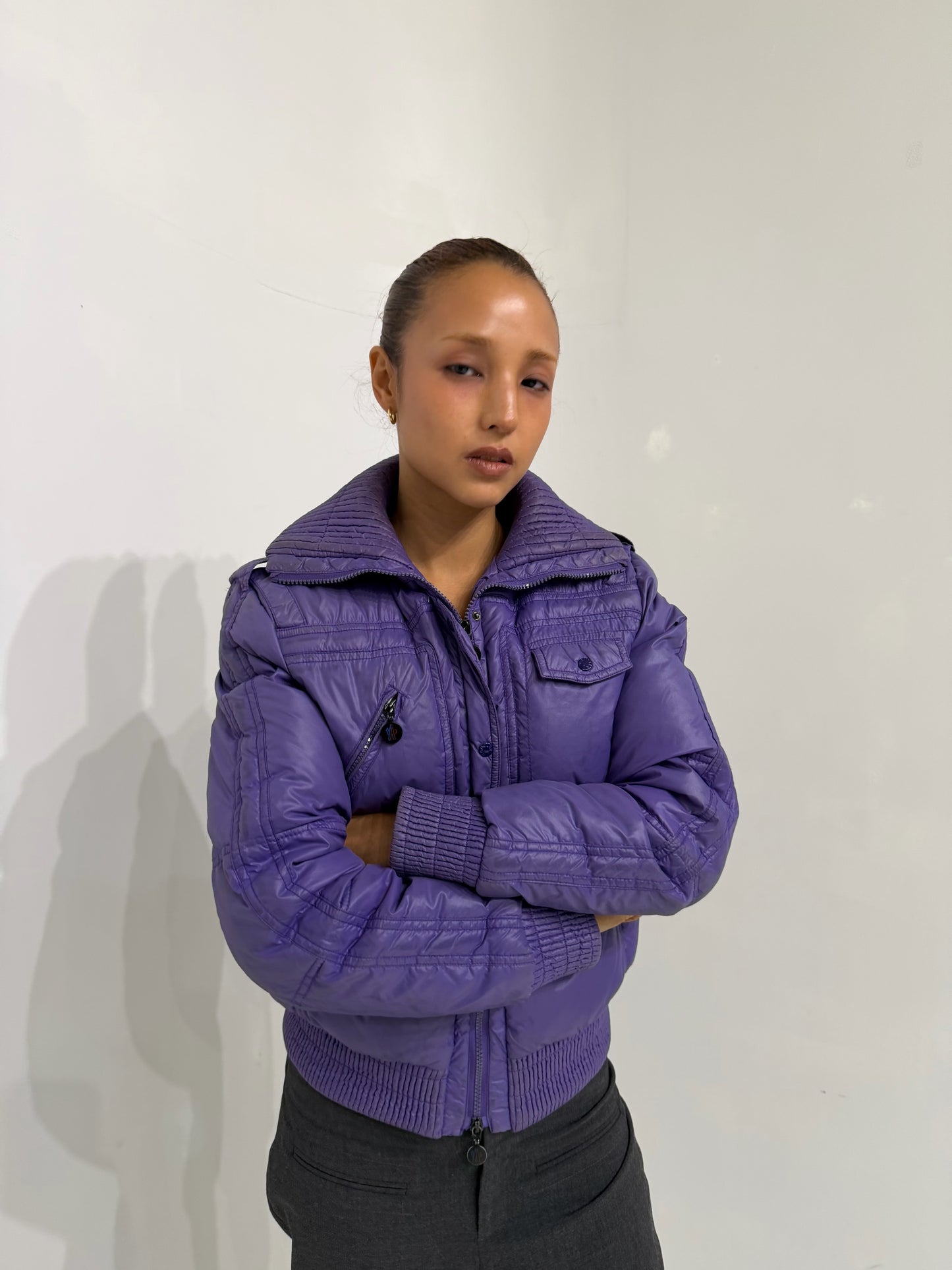 Moncler purple short down jacket