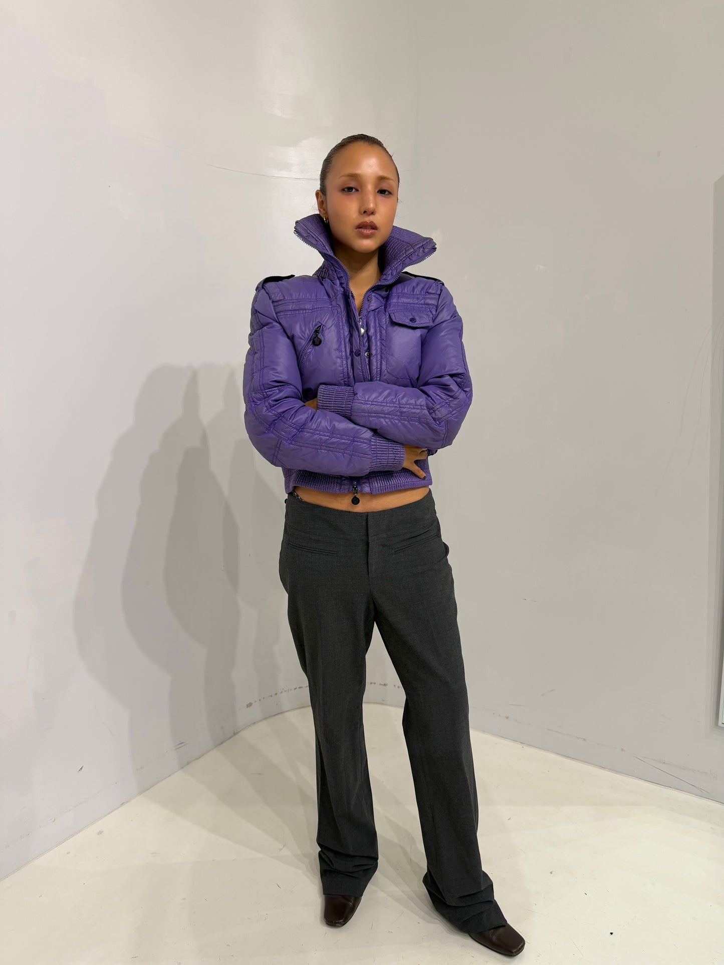 Moncler purple short down jacket