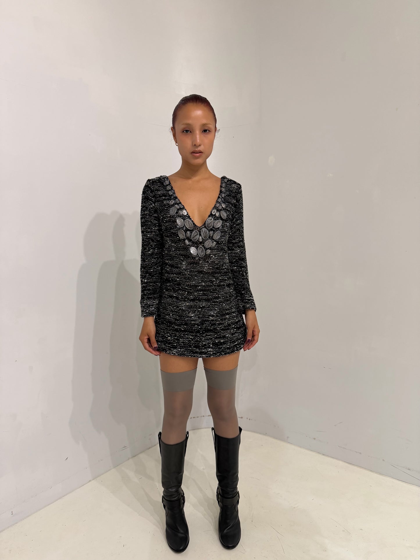 black gray knit sweater