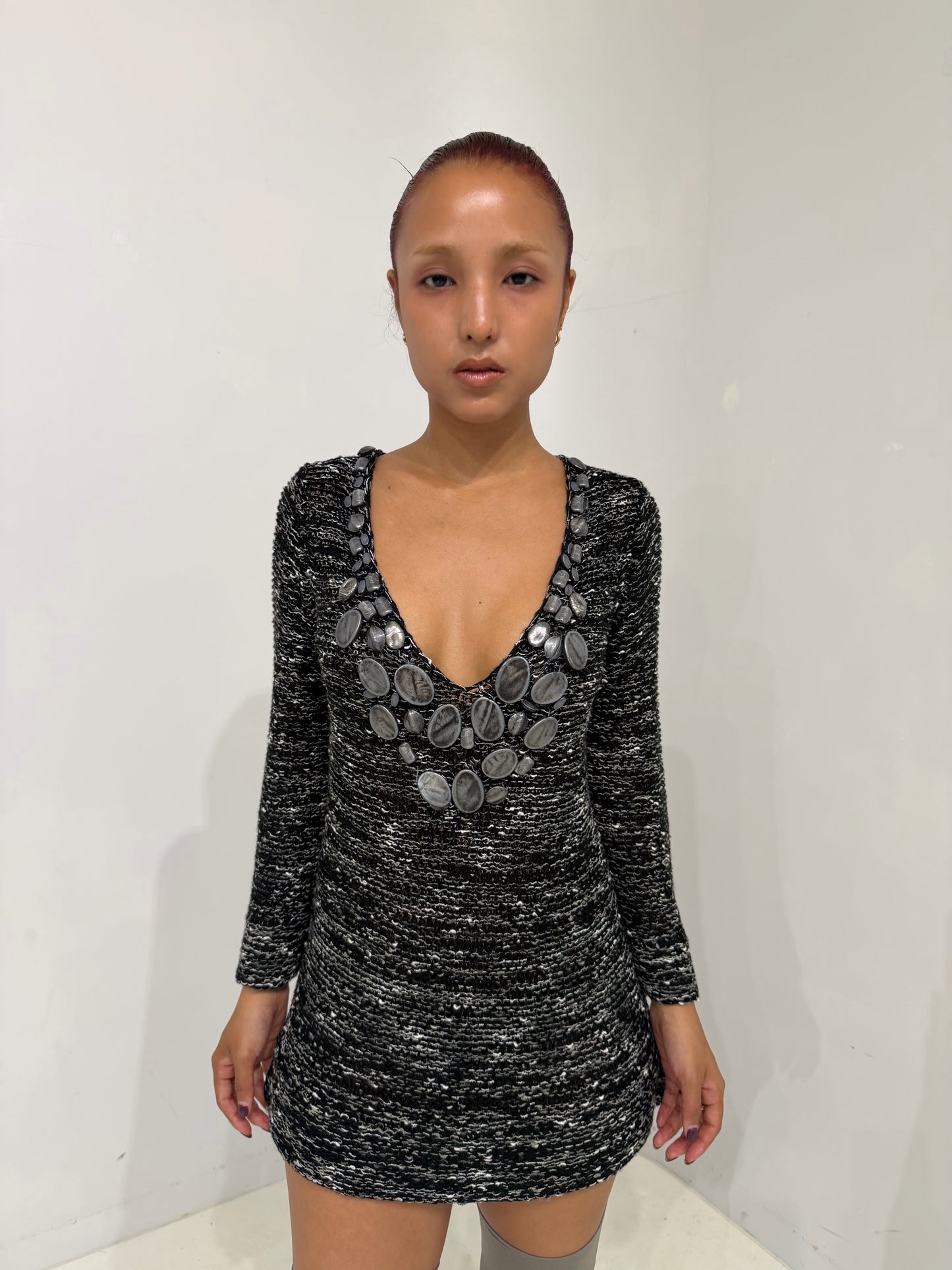 black gray knit sweater
