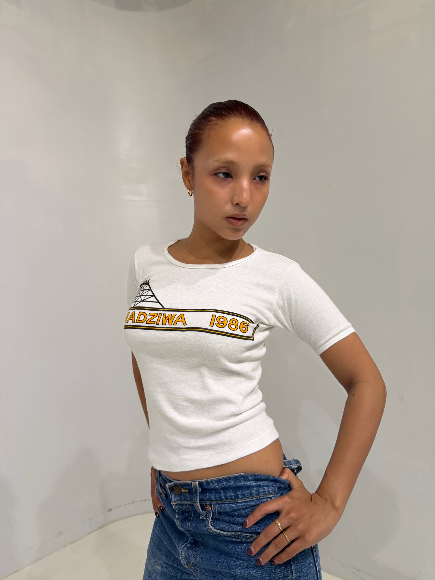 white  printed mini T-shirt