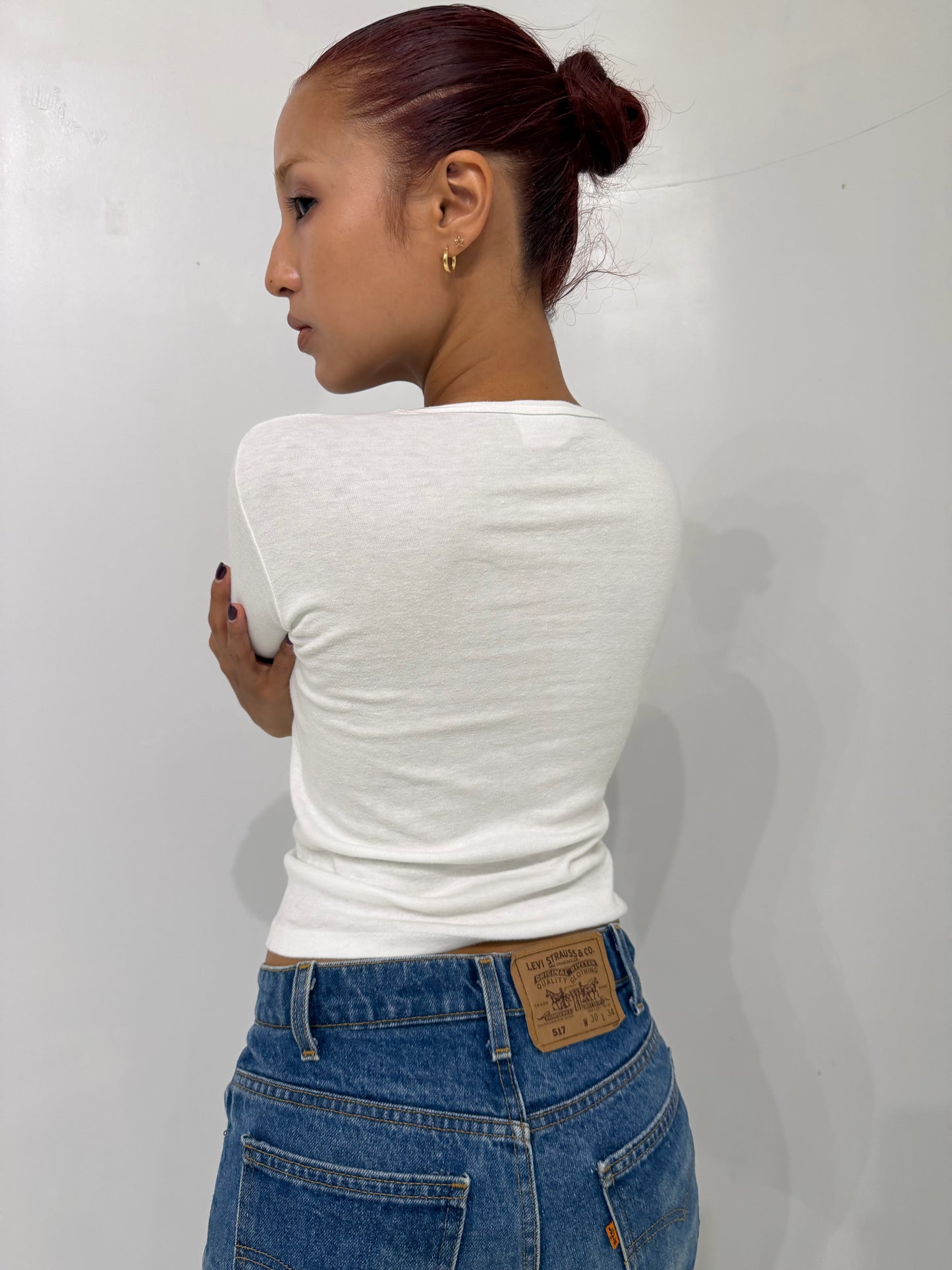 white  printed mini T-shirt
