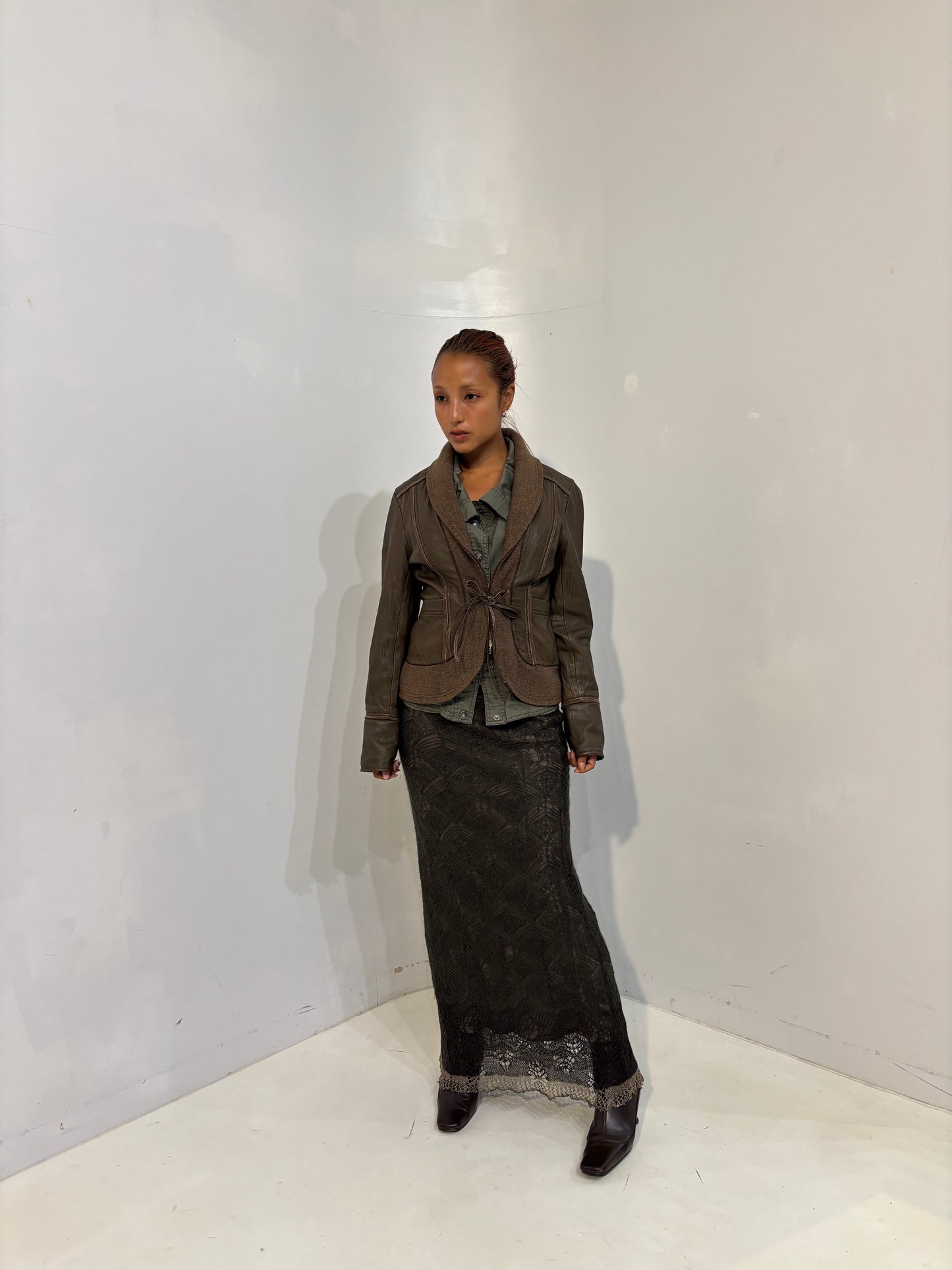 khaki knit skirt