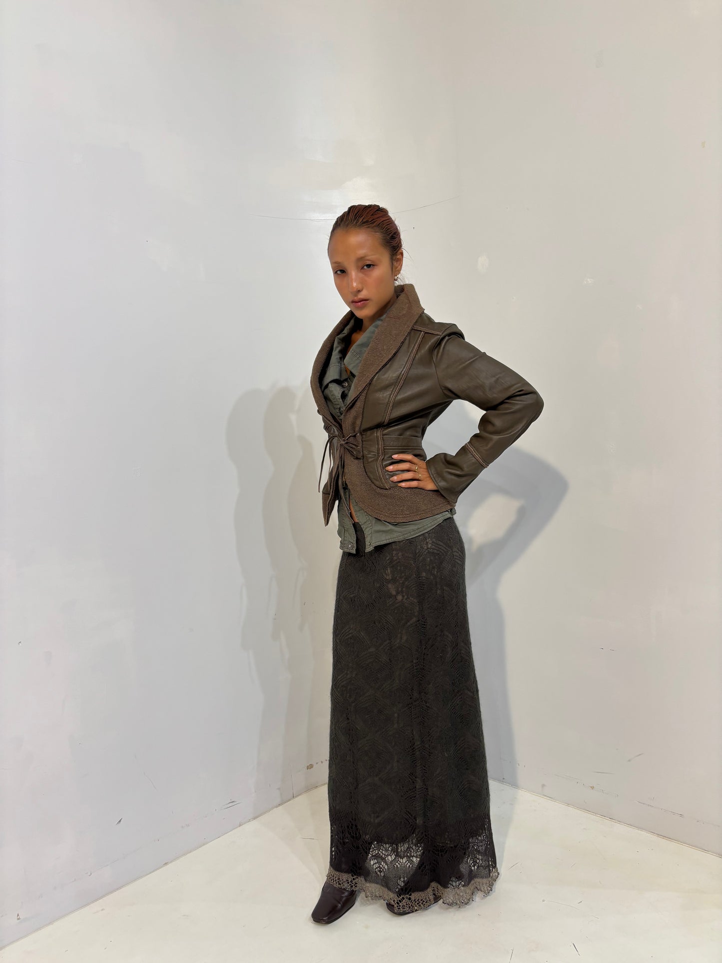 khaki knit skirt