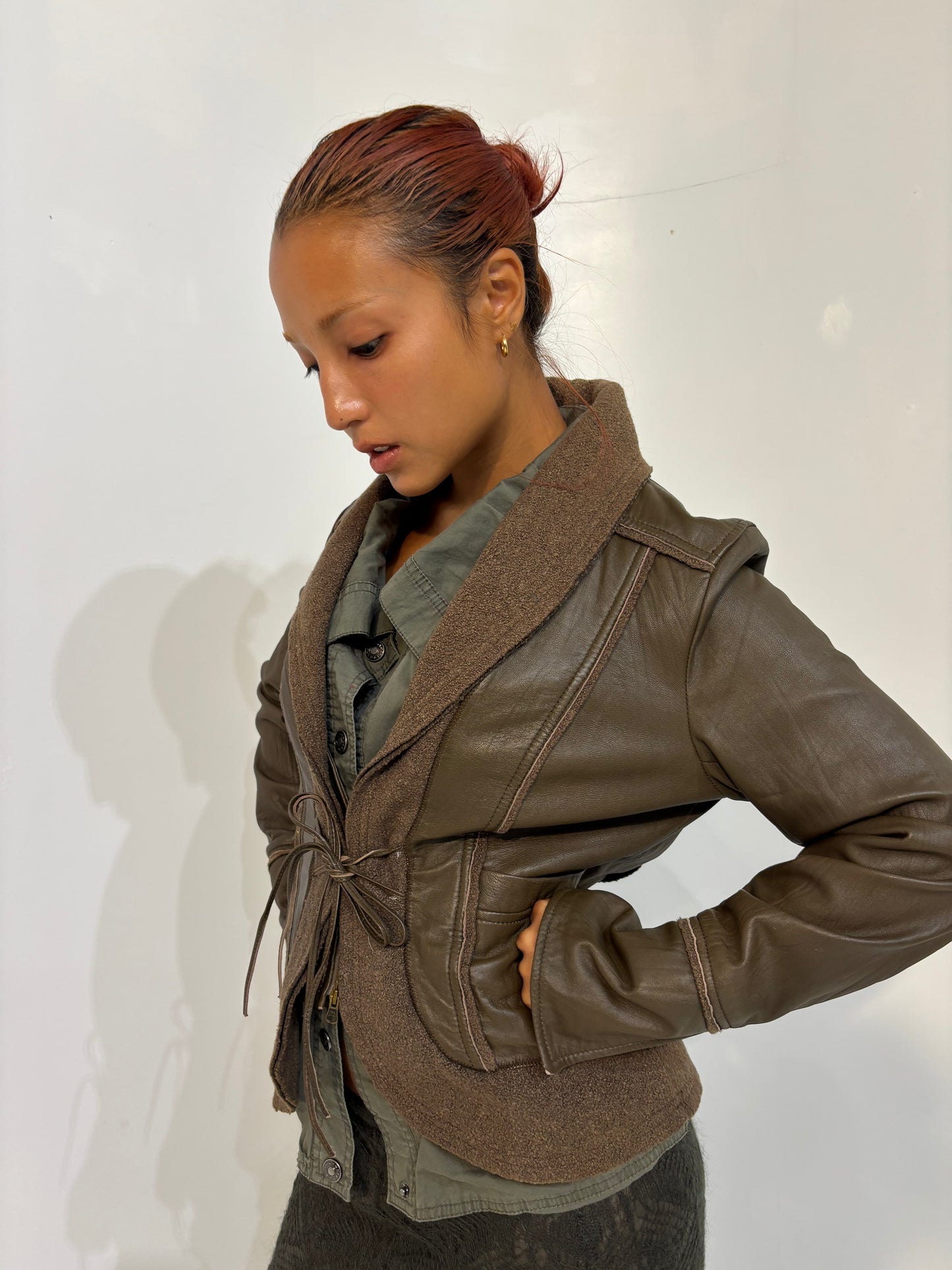 khaki leather jacket