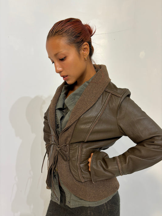 khaki leather jacket