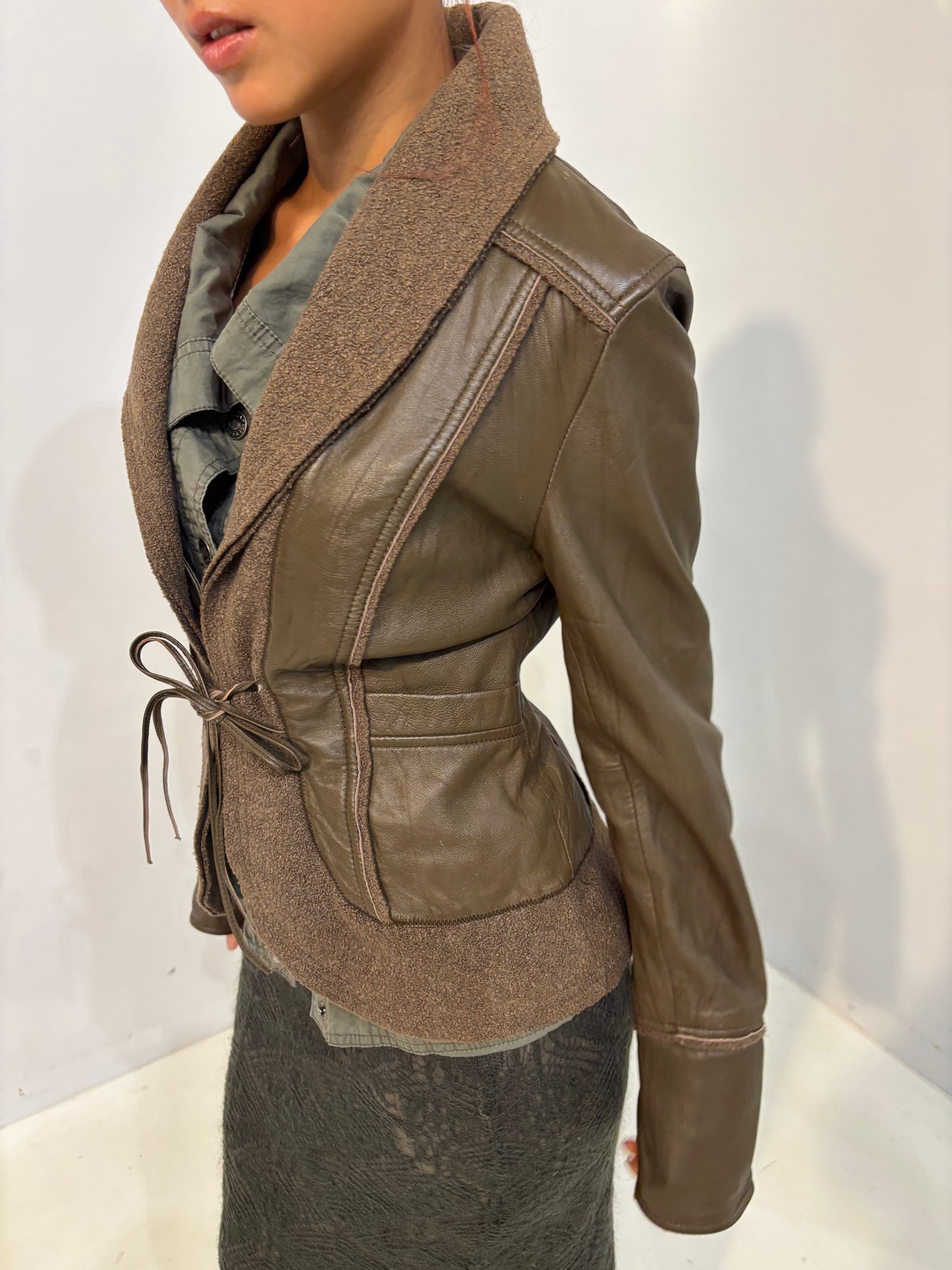 khaki leather jacket