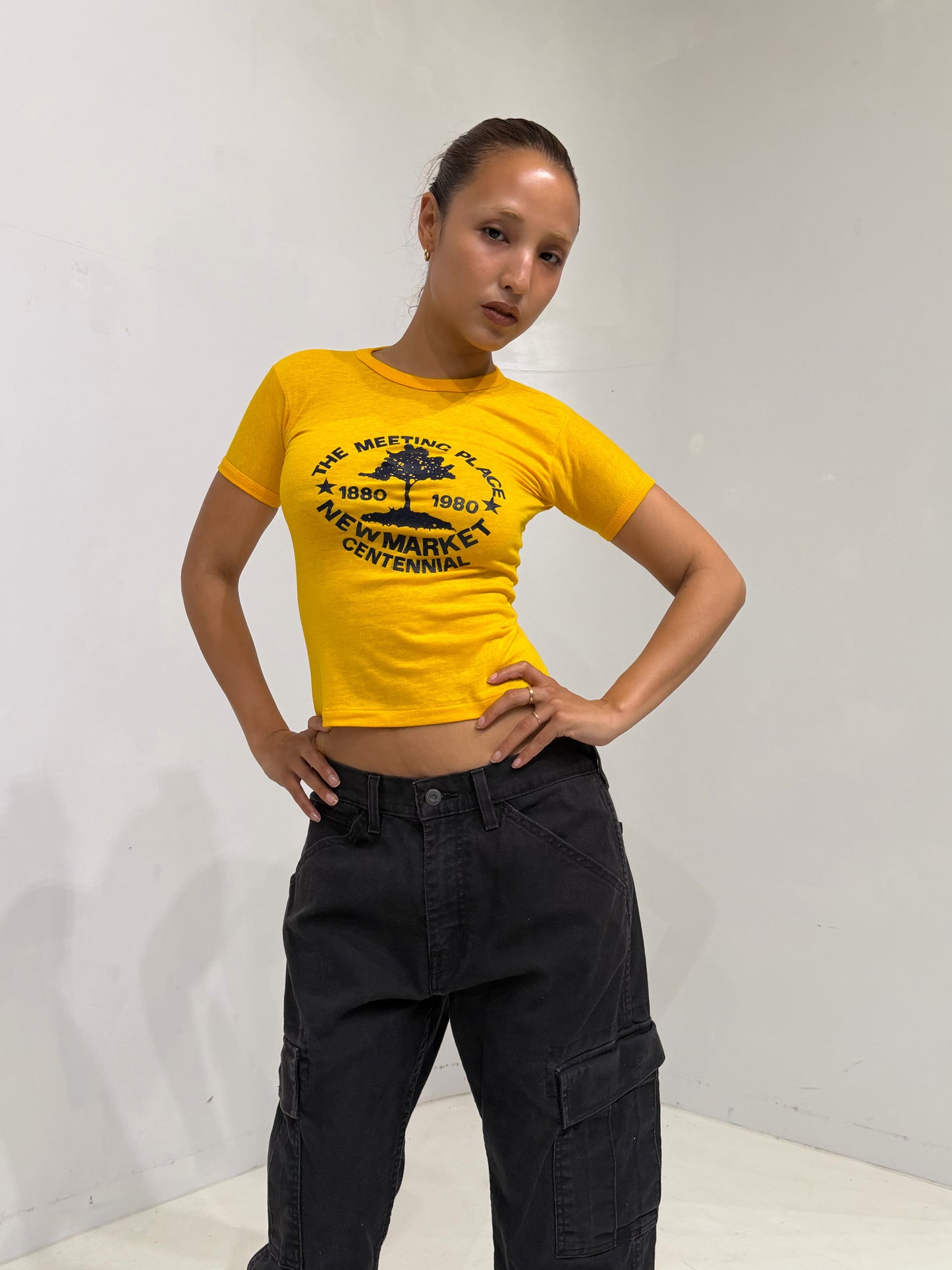 yellow printed mini T-shirt
