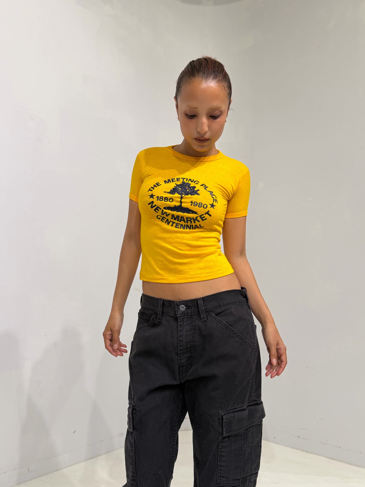 yellow printed mini T-shirt