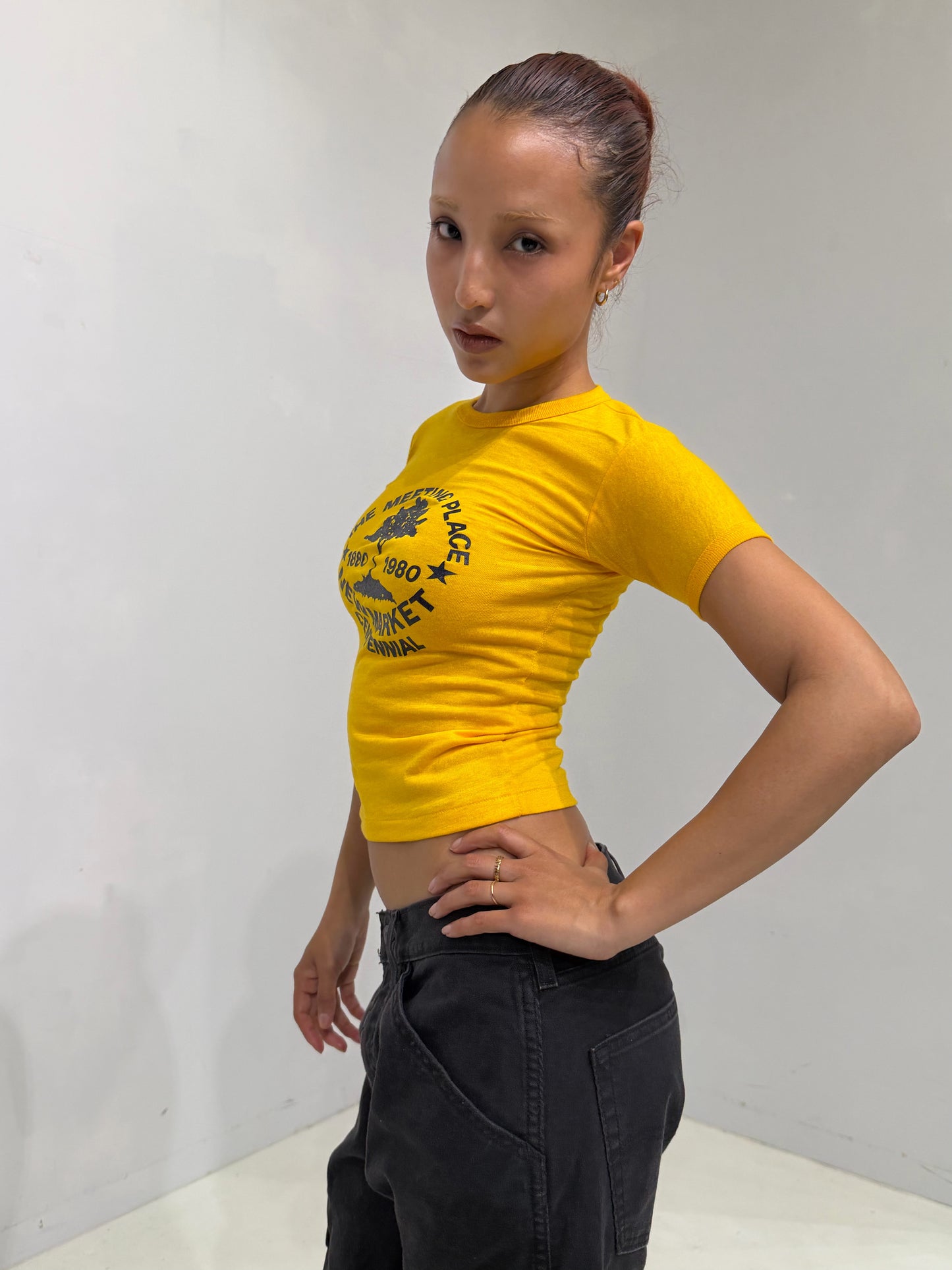 yellow printed mini T-shirt
