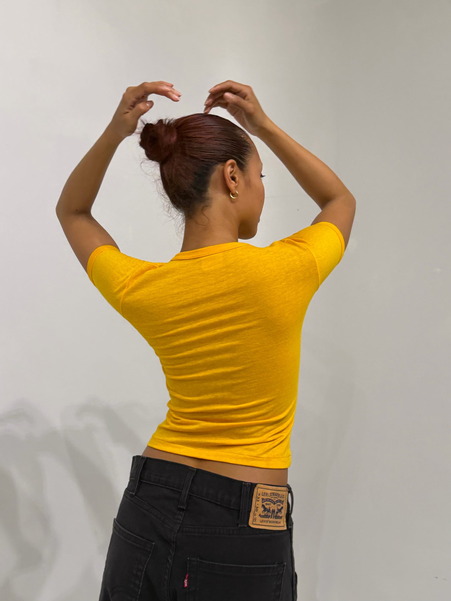 yellow printed mini T-shirt