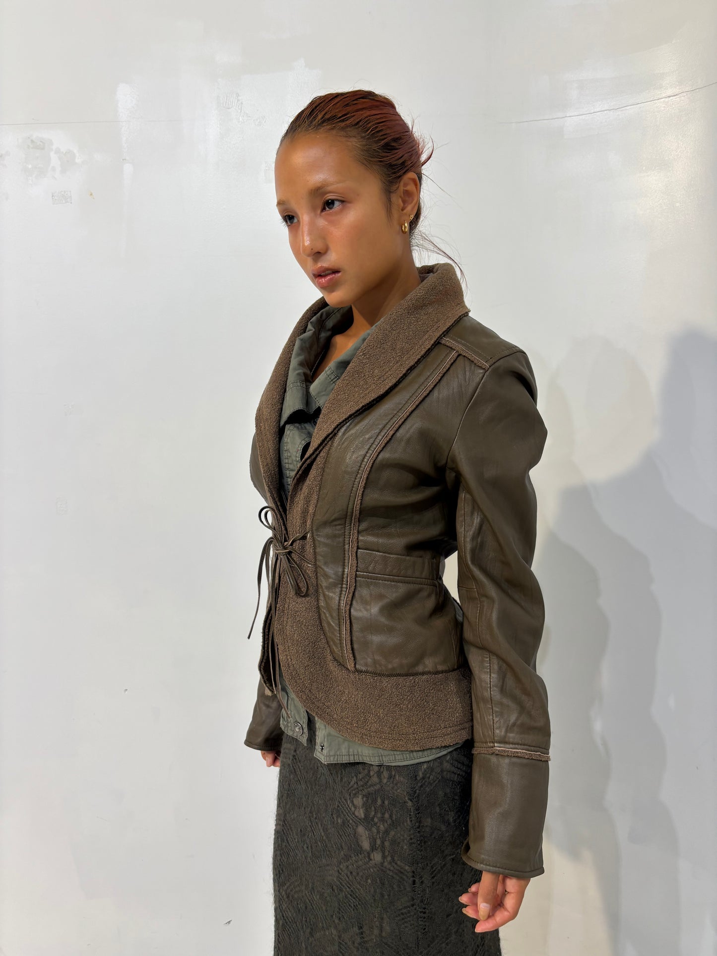 khaki leather jacket