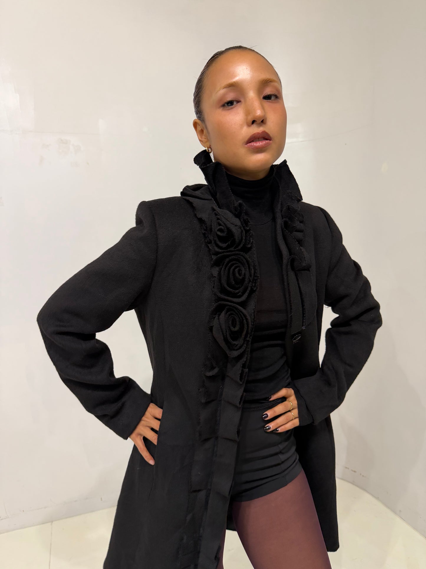 black frill coat