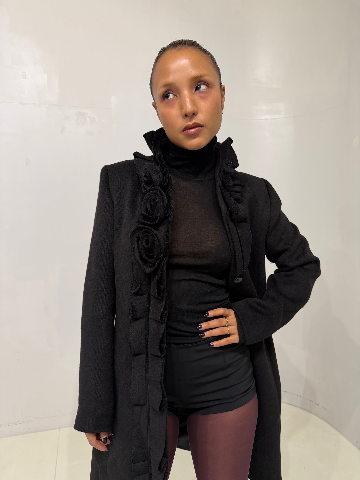 black frill coat