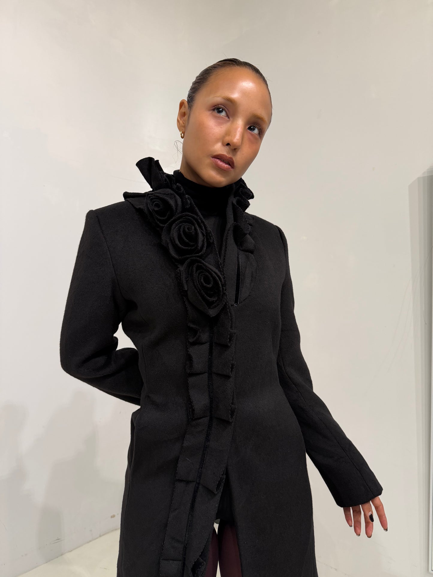 black frill coat