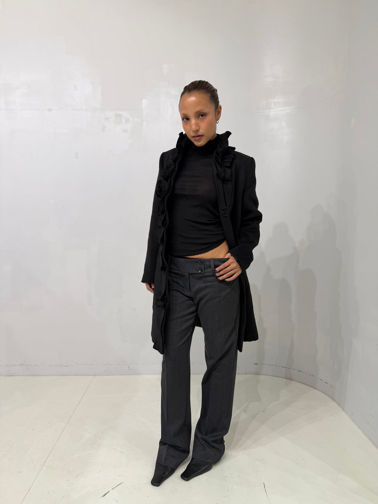 black frill coat