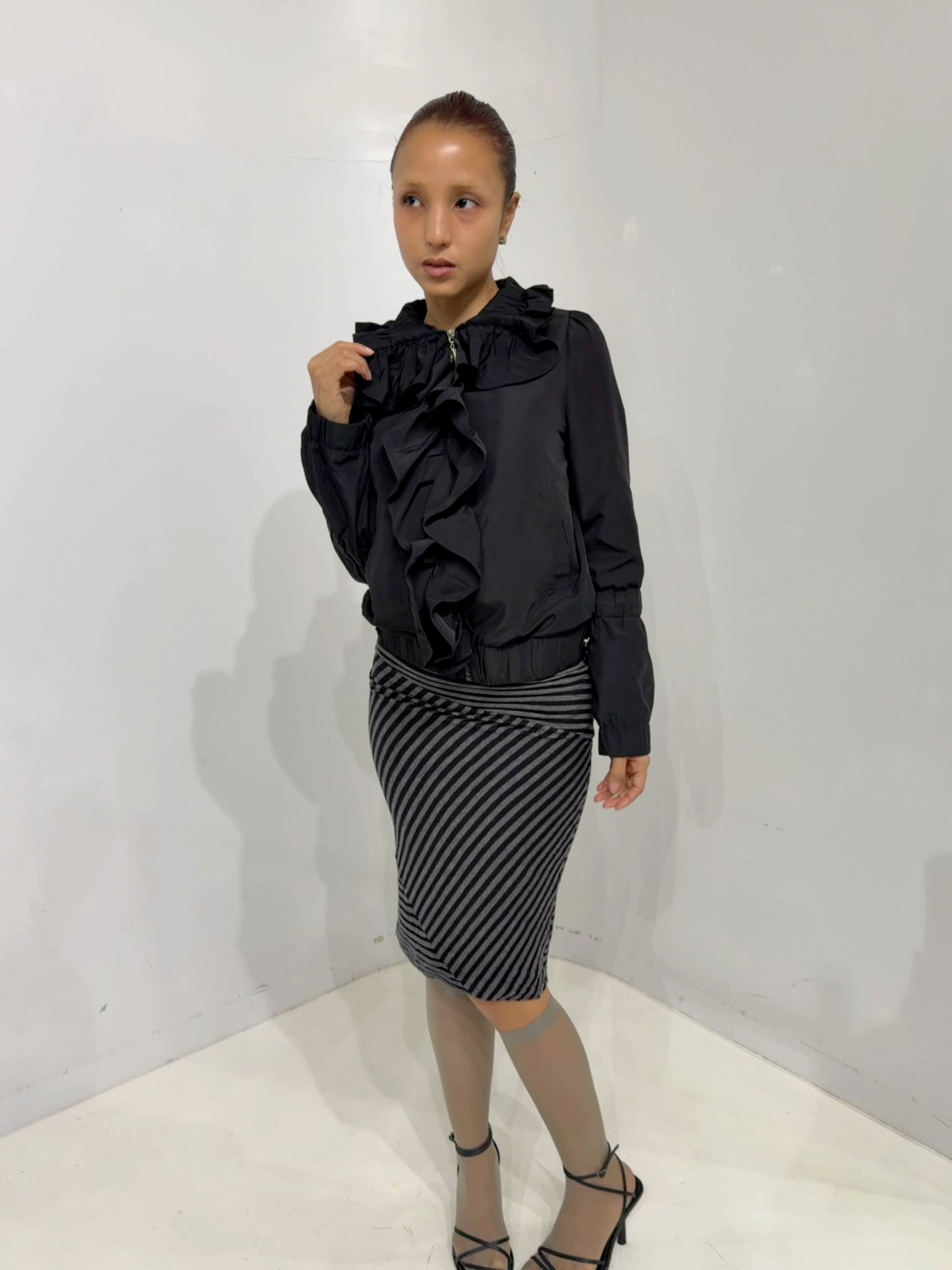 DISEL gray striped mini skirt