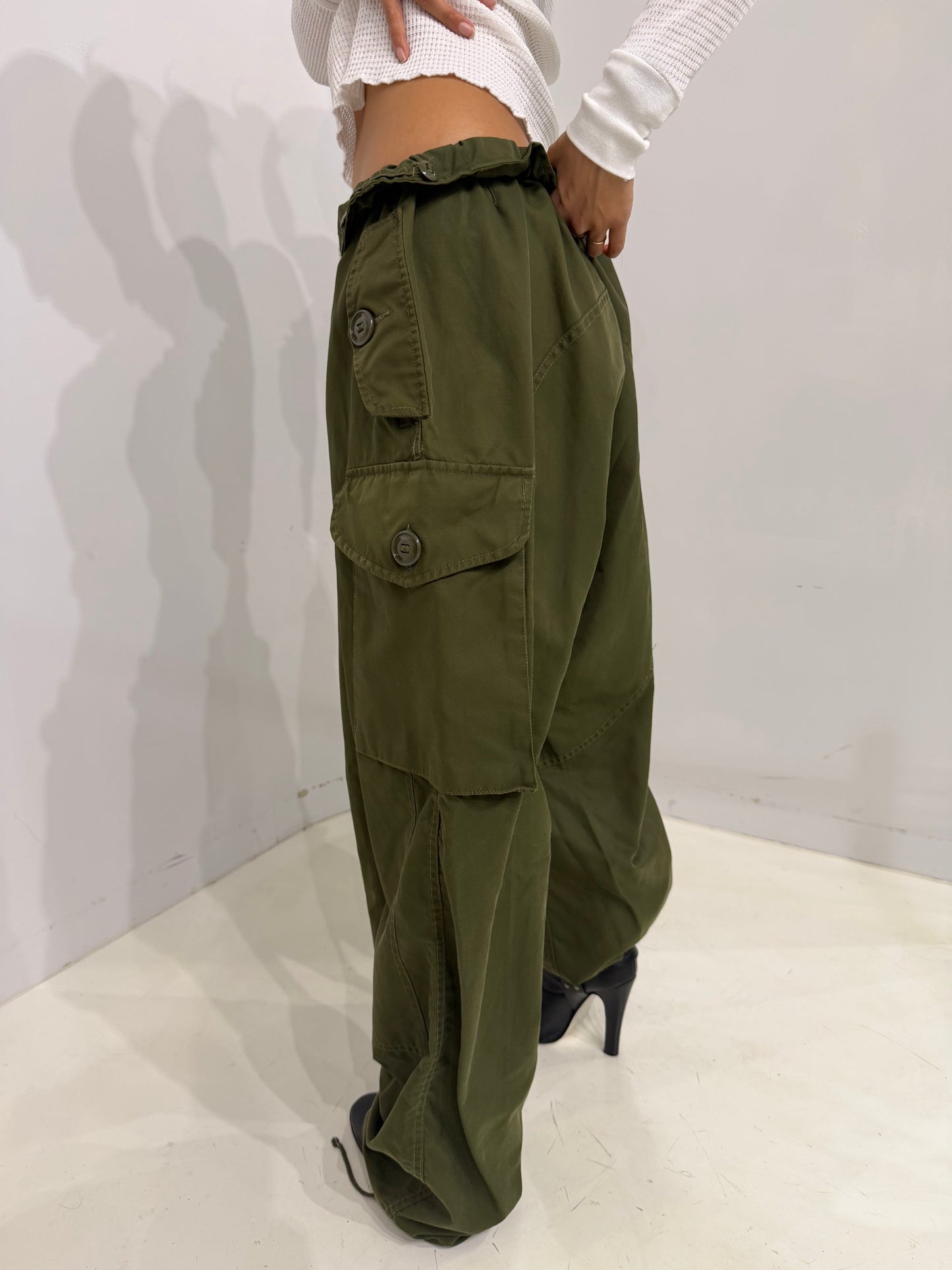 khaki wide cargo pants
