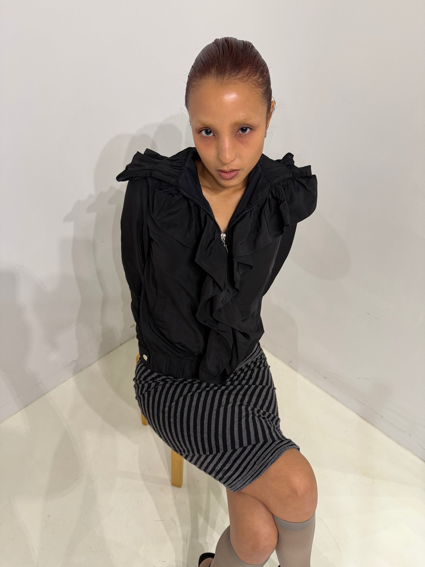DISEL gray striped mini skirt