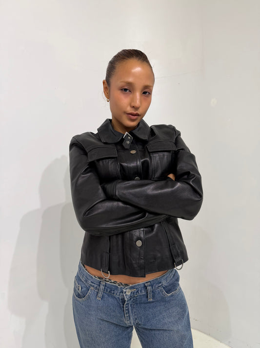 realleather button jacket