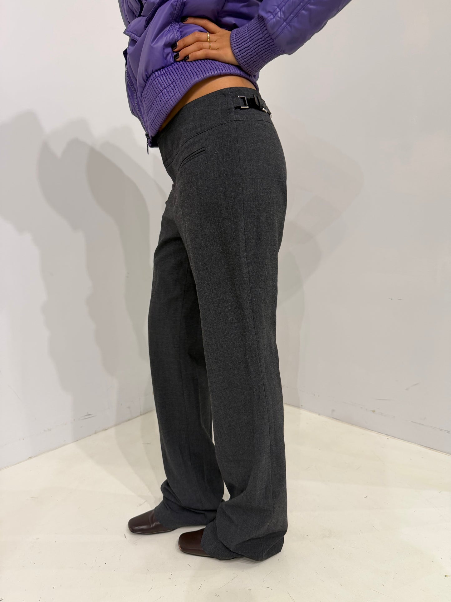 gray straight trousers