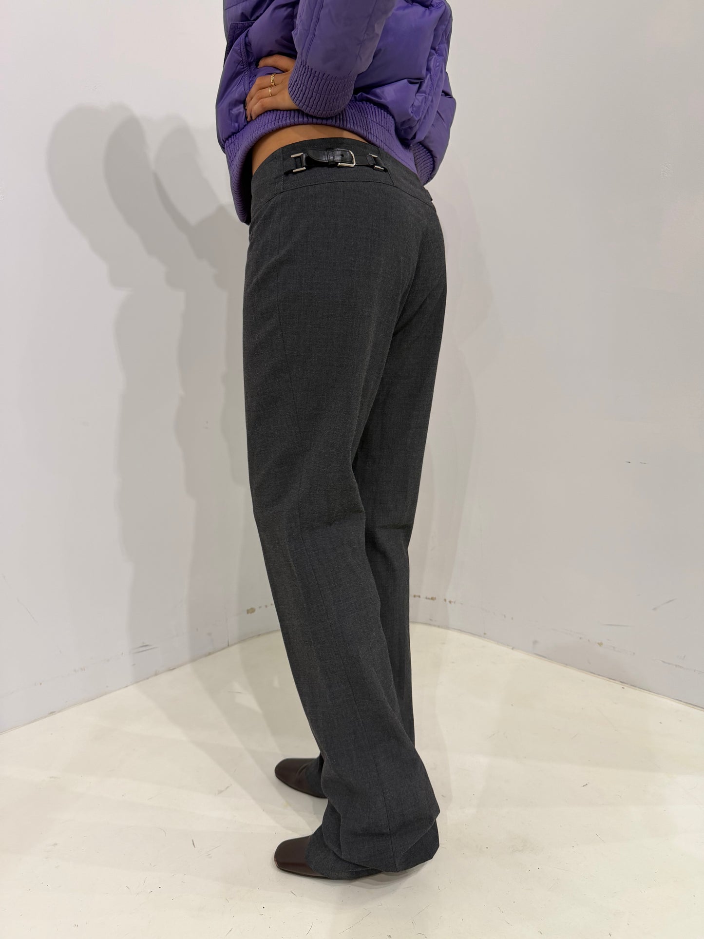 gray straight trousers