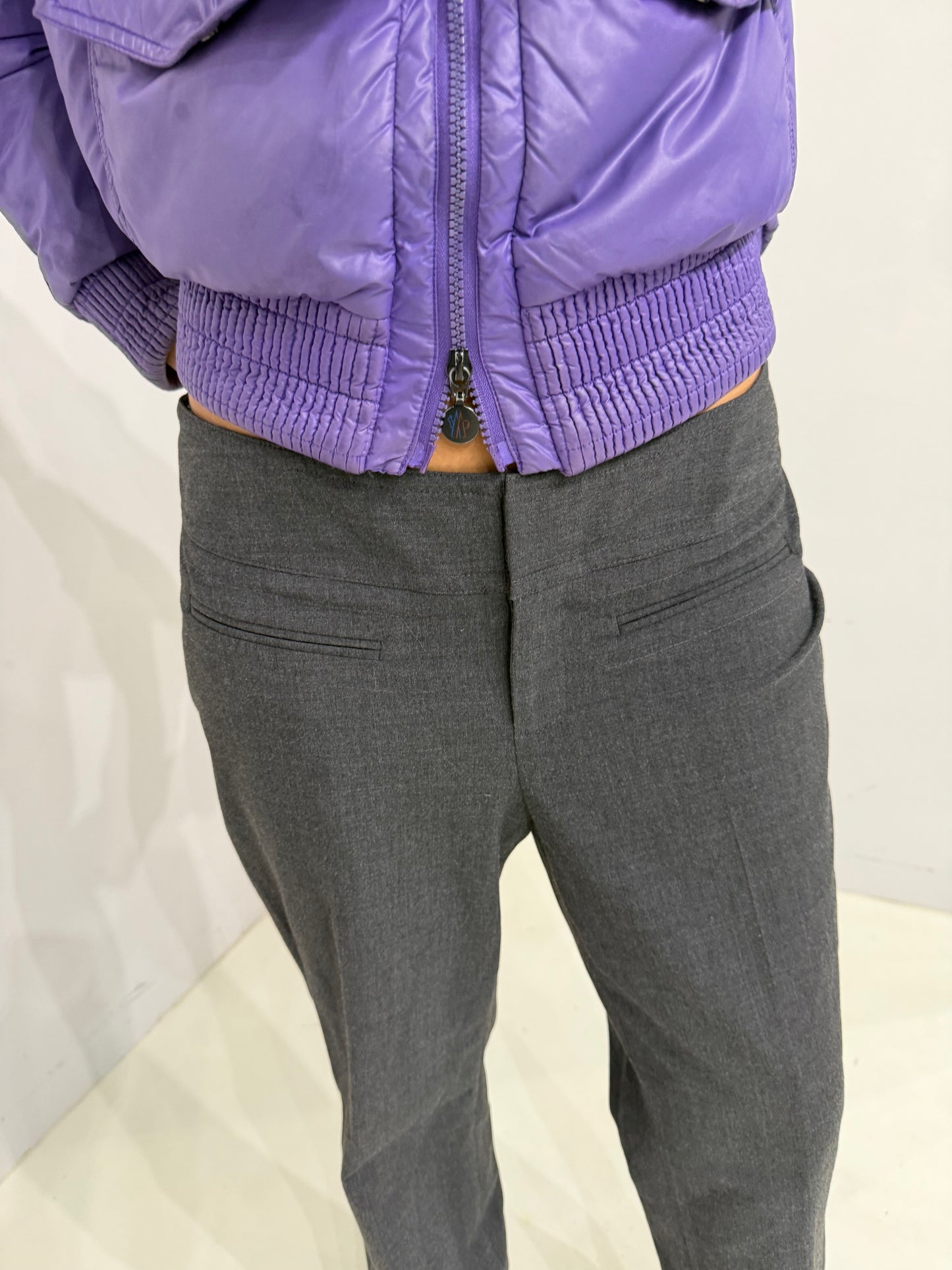 gray straight trousers