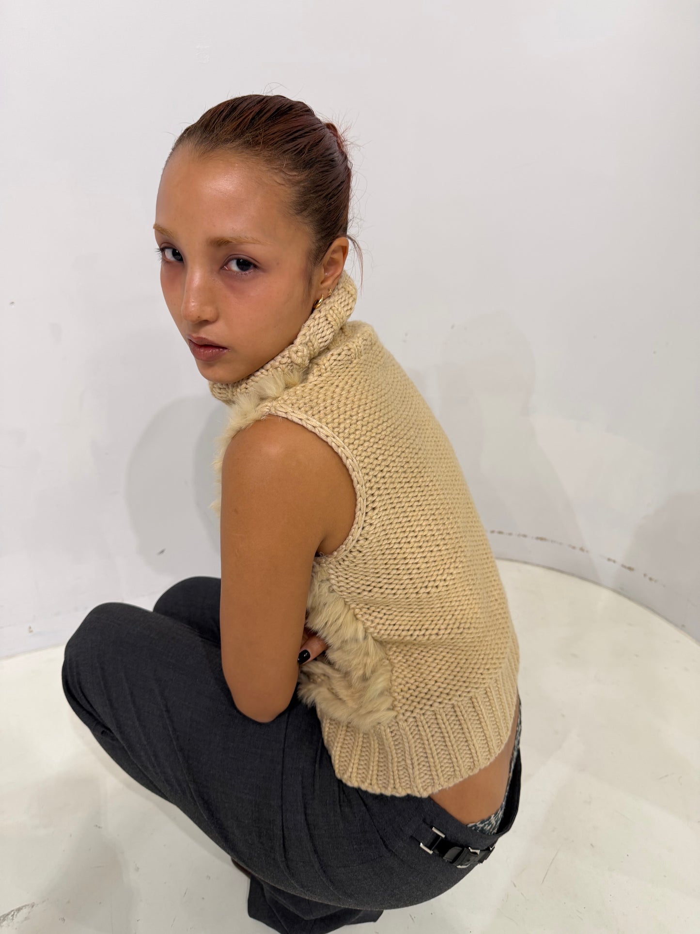 sleeveless fur knit