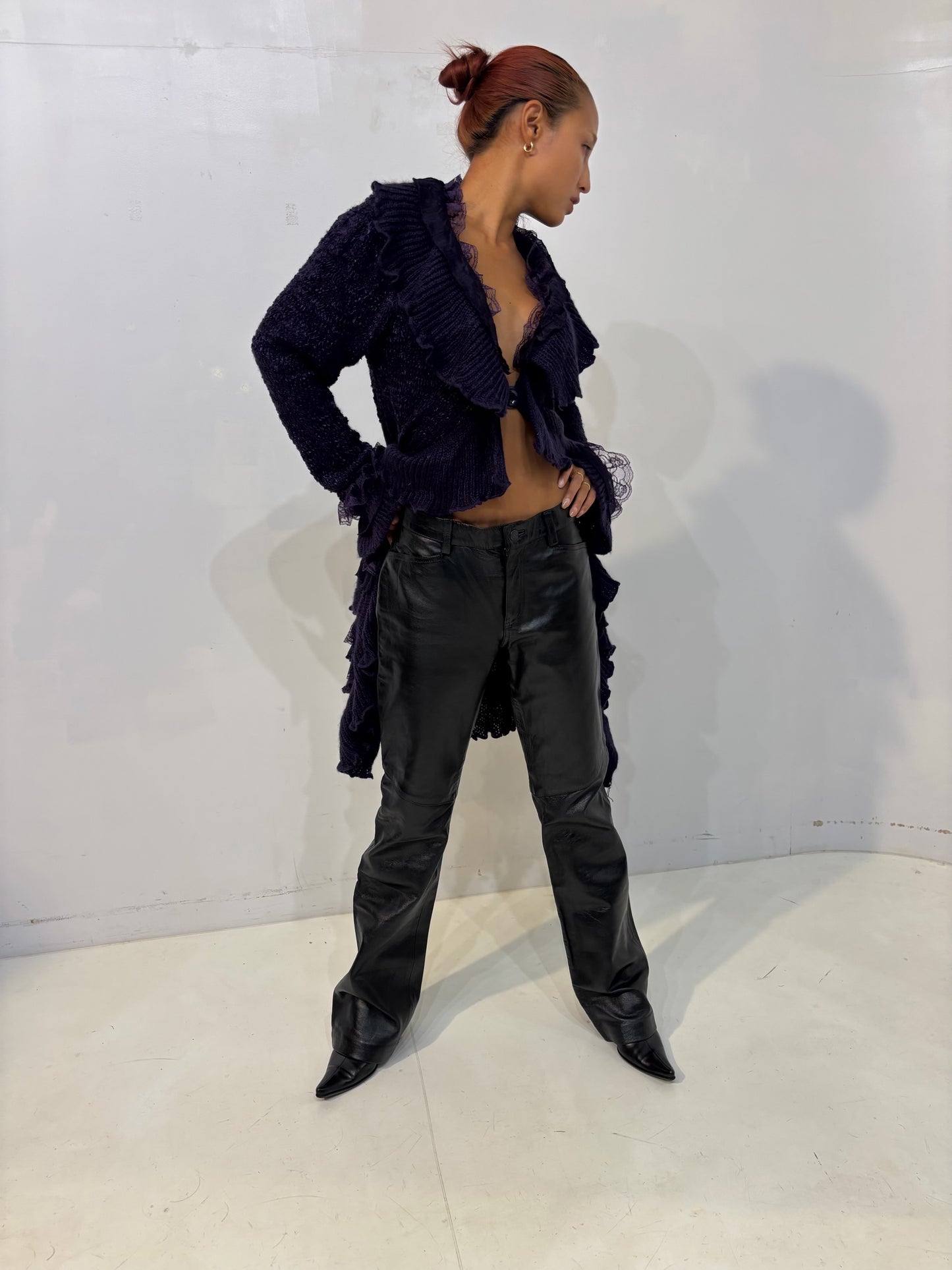 midd waisted leather pants