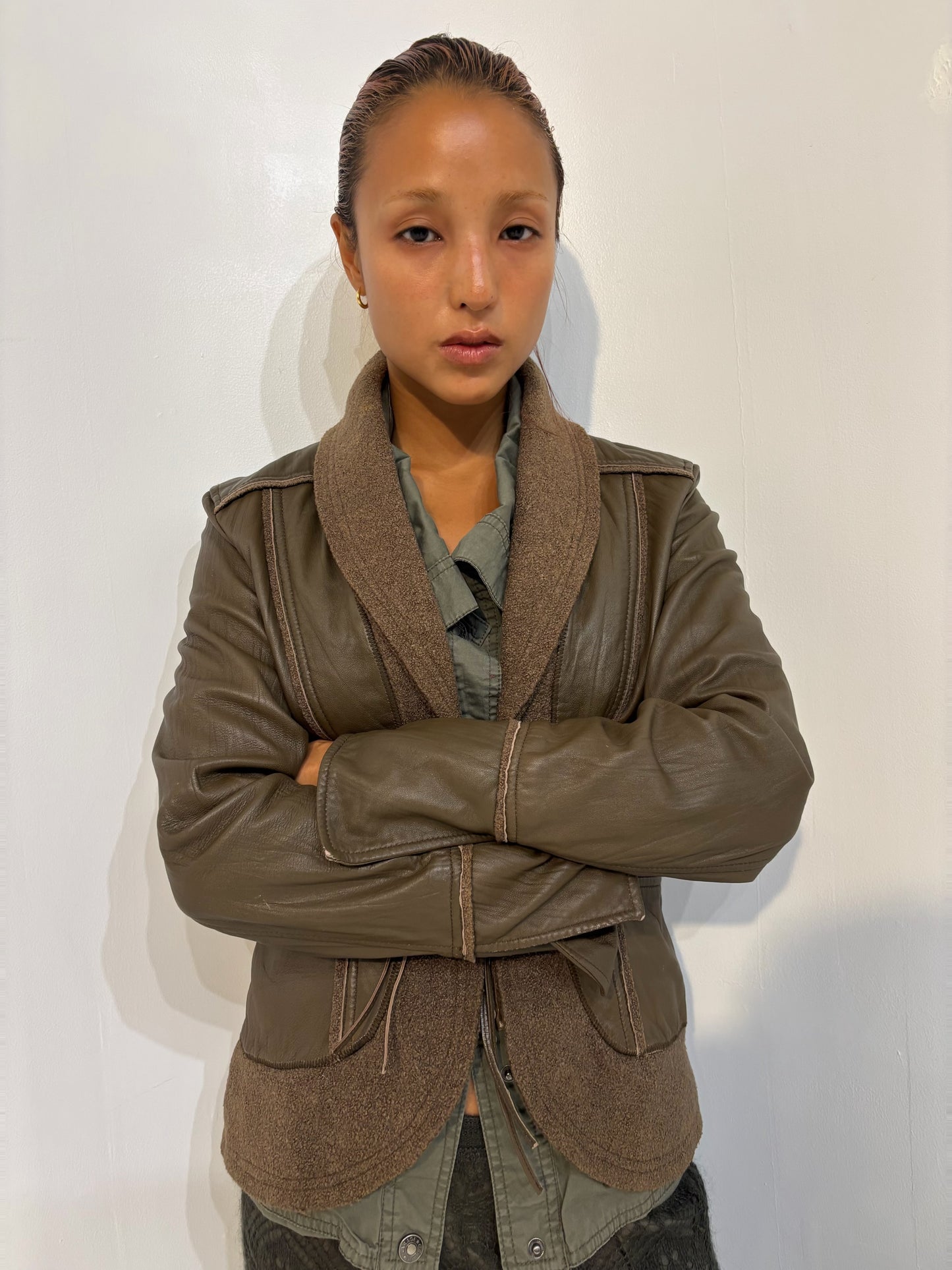 khaki leather jacket